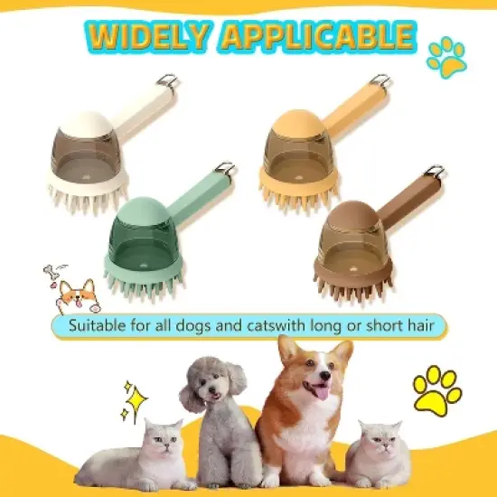 BABYYER Pet Bath Brush for Dogs & Cats - Grooming Brush with Built-in Shampoo Dispenser - Massage Wash Brush for Long & Short Hair image {5}