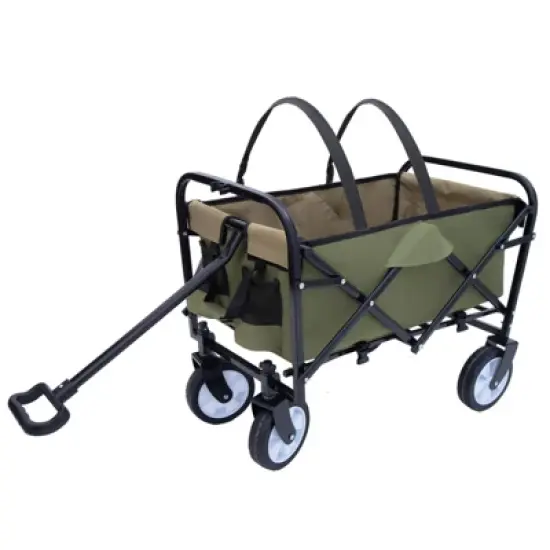 RISOKEYS Foldable Utility Wagon Cart with Wheels and Strapping System,Collapsible Design for Easy Storage,for Shopping,Beach,Camping image {11}
