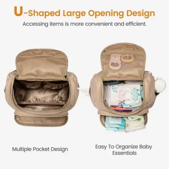 Itopfox Small Waterproof Diaper Backpack with Changing Pad, Stylish Baby Bag for Travel, Includes Stroller Buckles, 14 Inch image {7}
