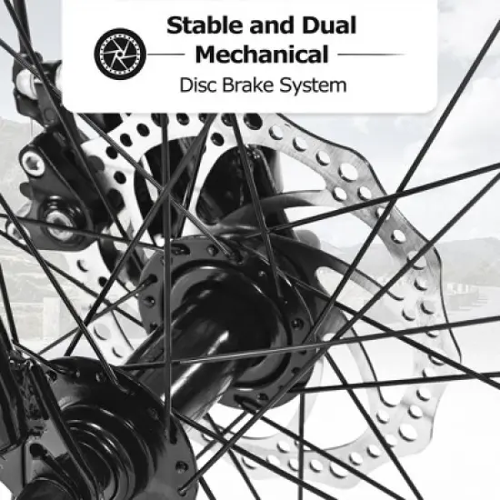 YONWAY 26 Inch Fat Tire Bike, Full Shimano 21 Speed Mountain Bike, Dual Disc Brake, Carbon Steel Frame, Front Suspension for Adult/Youth image {4}