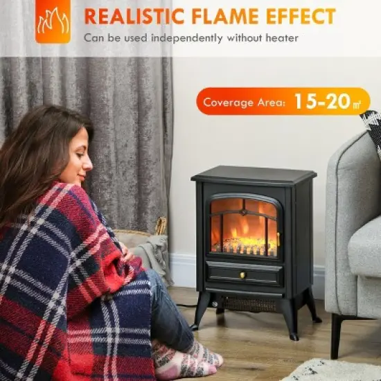 SEVOBAL Fireplace Insert Heater Mantel 3D Flame Fireplace Stove Bottom Air Outlet Fire Place Panoramic Fire Place Heater, Black, 16.1"*11.8"*20.1" image {3}