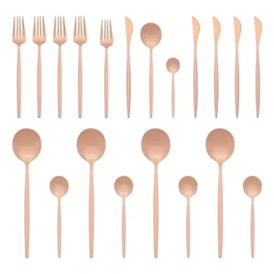 REGALWOVEN 20 Pcs Stainless Steel Mirror Polished Comfortable Handle Serving Sets image {10}
