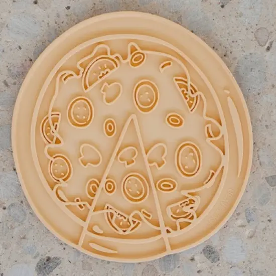 Dexypaws Enrichment Lick Mat: Pup-peroni Pizza - Grooved Silicone image {4}