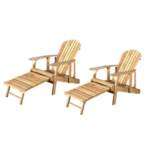 Hayle 2pk Wood Reclining Adirondack Chair with Footrest - Christopher Knight Home image {5}