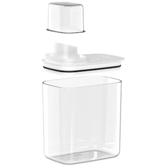 OU Laundry Detergent Dispenser w Measuring Cap 50oz & 77oz, Liquid Laundry Soap & Fabric Softener Dispenser Organizer with Internal Drip Return Lid image {4}