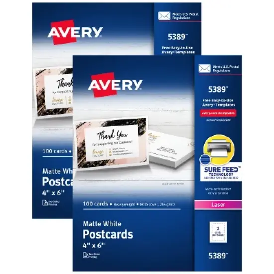Avery Printable Postcards with Sure Feed,  4" x 6", White (15389) image {9}