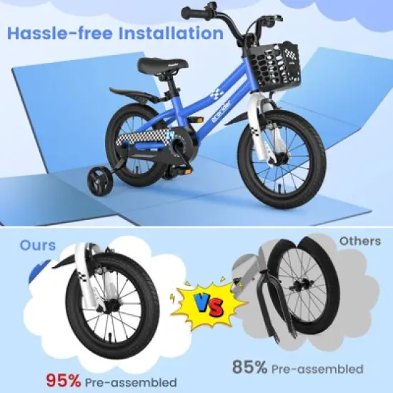 Prorider 14'' /16''/18" Kid's Bike with Removable Training Wheels & Basket for 3-5 Years Old Blue/White/Skyblue/Red image {5}