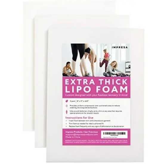 Impresa 3 Pack Extra Thick Lipo Foam Pads - Post Surgery Compression Garment Sheets for Liposuction, Tummy Tucks, and C-Section image {6}