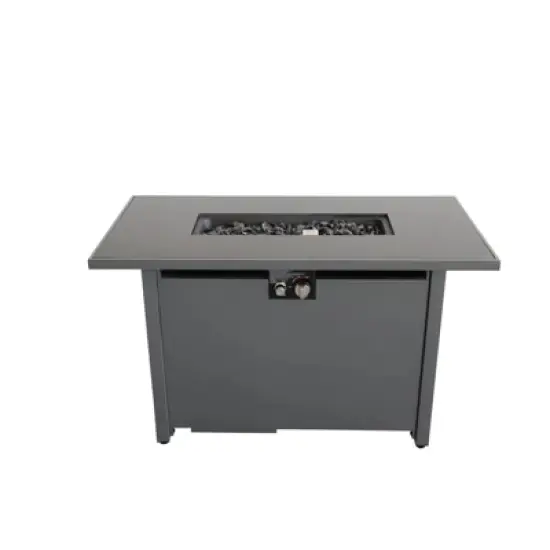 42" Smoked Glass Metal Rectangle Fire Pit (Black) image {1}