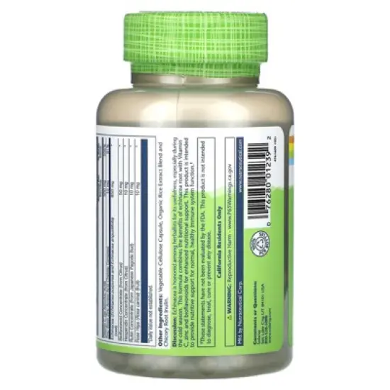 Solaray True Herbs, Echinacea, Vitamin C & Zinc, 100 VegCaps image {2}