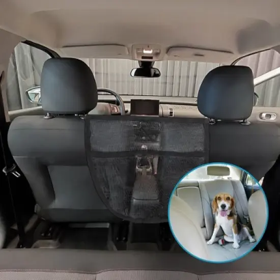 Unique Bargains Dog Car Barrier with Elastic Mesh 15.7"x13.7" Black 1 Pc image {5}