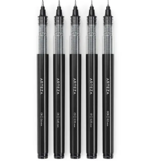 Arteza Liquid Micron Pen Black Pigment Ink - 5 Piece image {2}