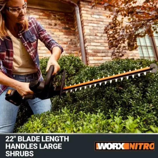 Worx Nitro WG263 20V Brushless 22&rdquo; Cordless Hedge Trimmer (Battery & Charger Included) image {9}