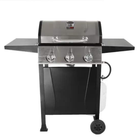 Grill Boss GBC1932M Outdoor BBQ 3 Burner Propane Gas Grill for Barbecue Cooking with Top Cover Lid, Wheels, and Side Storage Shelves, Black image {3}