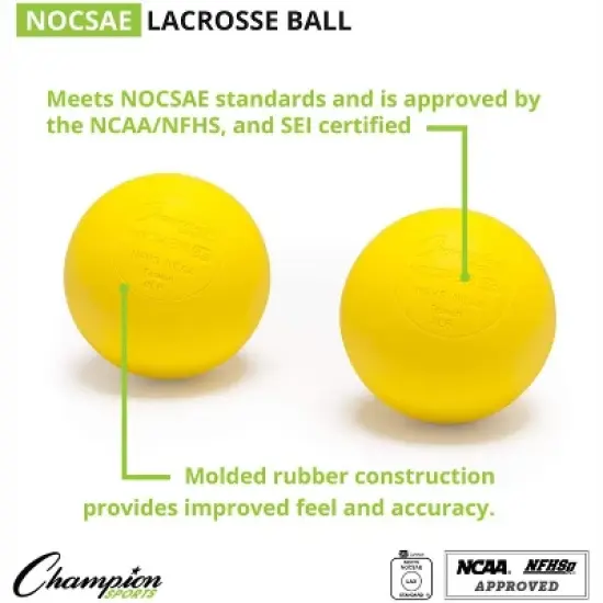Champion Sports Official Lacrosse Balls - 12 Pack - Yellow image {2}