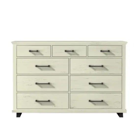 Festivo 2pc Contemporary 9 Drawer Dresser and 24 inch 5 Drawer Chest Set Saw Cut Off-White: Meets ASTM Safety, Bedroom Storage image {5}