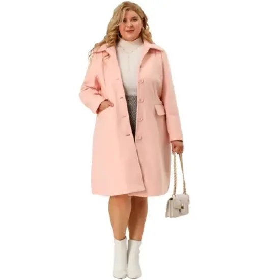Agnes Orinda Women's Plus Size Coats Peter Pan Collar Single Breasted Long Coat image {2}