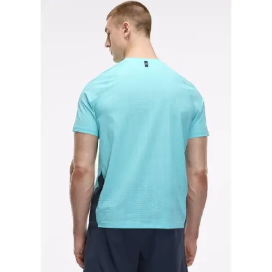 Peloton Men's Grid Jacquard Colorblock Short Sleeve, Aqua Sky image {2}