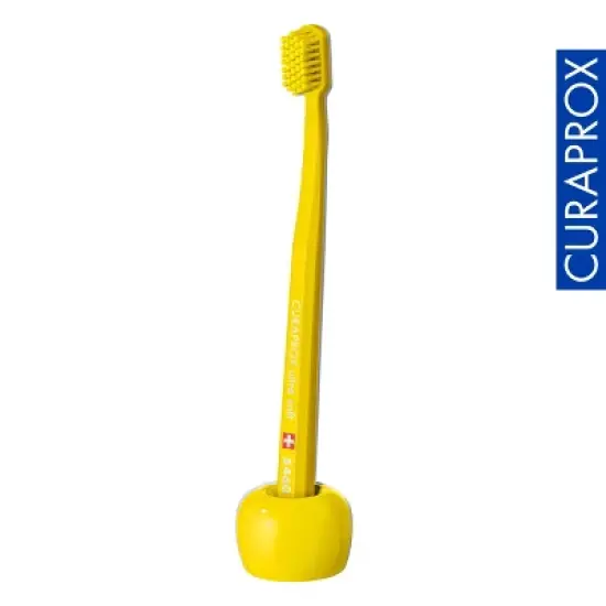 Curaprox Toothbrush Holder Yellow, Hygienic Upright Stand for Clean and Organized Storage image {1}