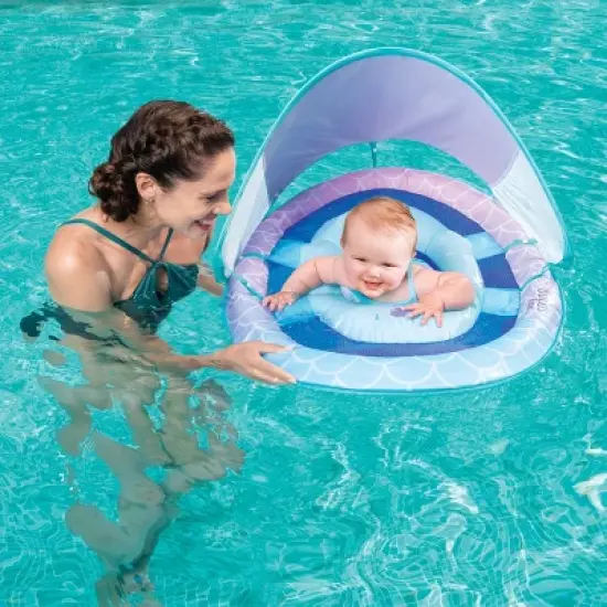 Swimways Sun Canopy Spring Float with Hyper-Flate Valve -  Mermaid image {1}