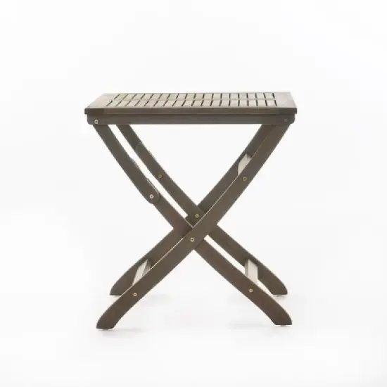 GDFStudio Rabion Outdoor Acacia Wood Folding Bistro Table, Gray image {3}