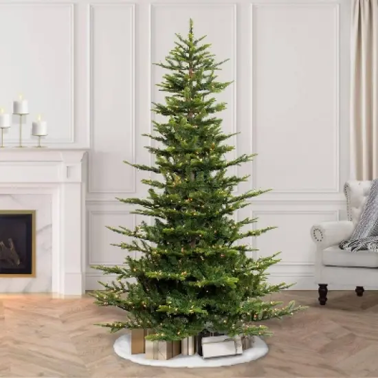 Puleo 6.5ft Pre-lit Artificial Christmas Tree Alaskan Fir: Hinged Branches, 500 Clear Lights, Indoor Use, Includes Stand image {5}