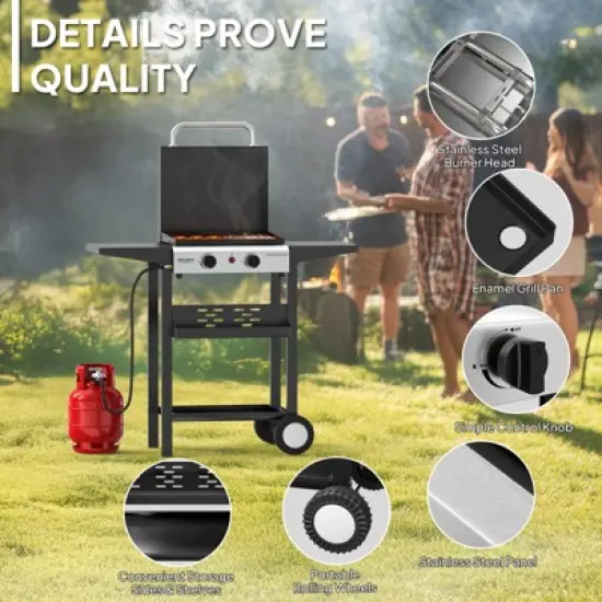 ROVSUN 2-4 Burner Propane Gas Griddle with Ignition and Regulator, 20000-40000BTU Potatble Grill for Backyard Patio Outdoor Cooking BBQ image {2}