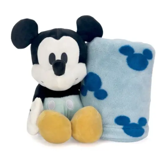 Lambs & Ivy Disney Baby Mickey Mouse Blanket & Plush Baby Gift Set - Blue image {1}