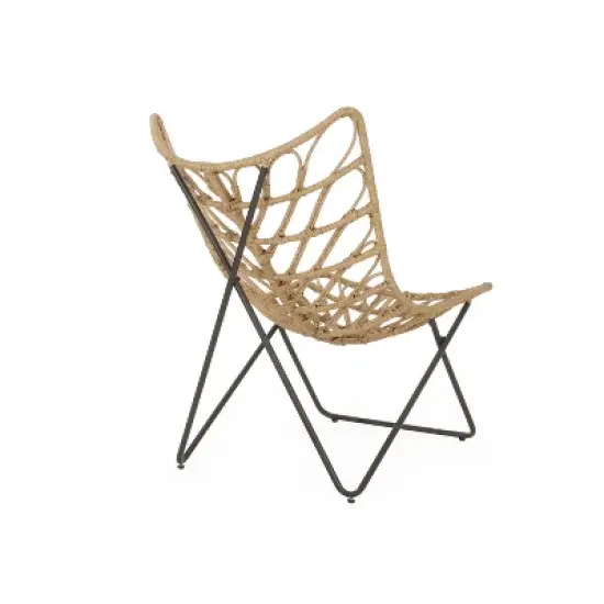 Christopher Knight Home 2pc Byson Wicker Outdoor Patio Accent Chairs Light Brown/Black image {9}