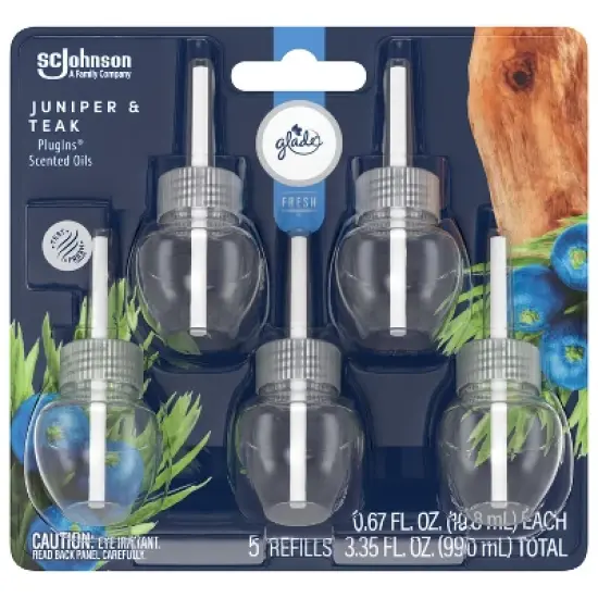 Glade PlugIns Scented Oil Air Freshener Refills Juniper & Teak - 3.35 fl oz/5pk image {3}