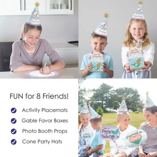 Big Dot of Happiness Let's Be Mermaids - Happy Birthday Party Supplies Kit - Ready to Party Pack - 8 Guests image {4}