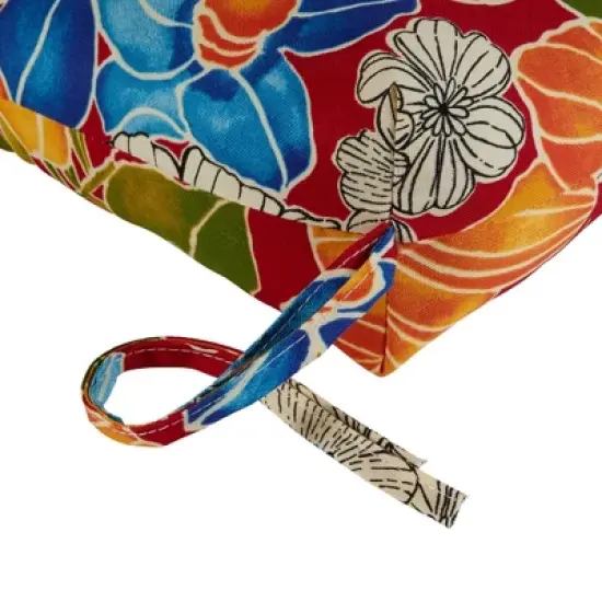 Aloha Red Floral Outdoor Bench Cushion - Kensington Garden image {3}
