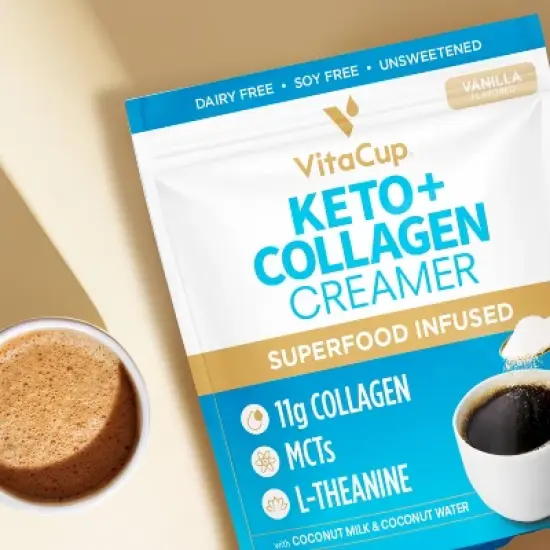 VitaCup Keto + Collagen Vanilla Coffee Creamer w/ MCT & Collagen image {3}