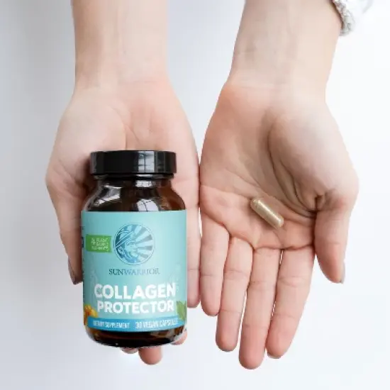 Collagen Capsules, Sea Buckthorn Fruit and Asian Ginseng Root Extract, Plant based Organic Vegan Collagen Protector, Sunwarrior, 30ct image {3}