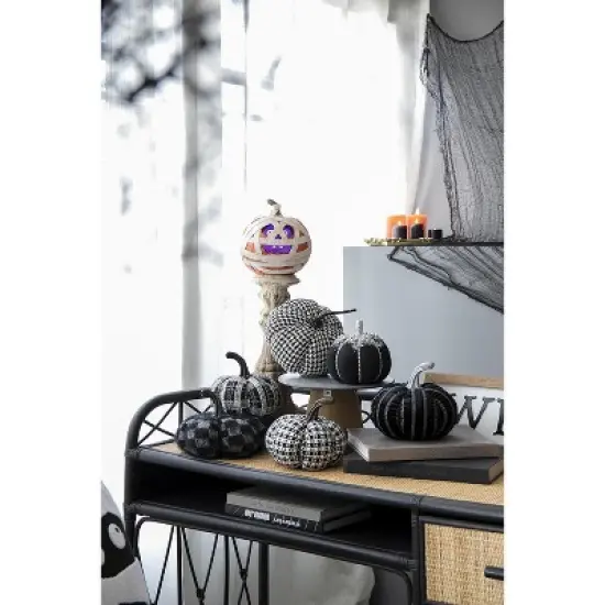 Fabric Plaid Pumpkin Decor, for Holiday Halloween Decoration image {10}