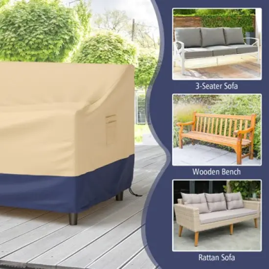 Costway Patio 77''x43'' 3-Seater Outdoor Deep Couch Sofa Cover Waterproof Handle Air Vent image {7}