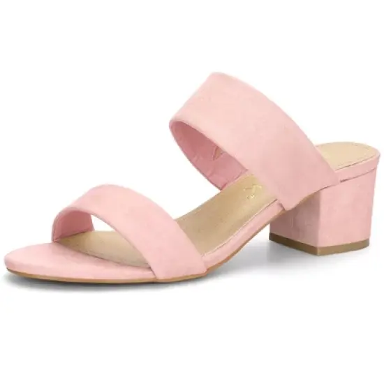 Allegra K Women's Block Heel Dual Straps Slide Sandals image {7}