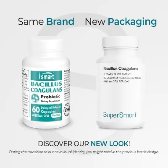 SuperSmart Bacillus Coagulans Probiotic 4 Billion CFU per Day - Lactobacillus Sporogenes | Non-GMO & Gluten Free - 60 Delayed Release Capsules image {1}