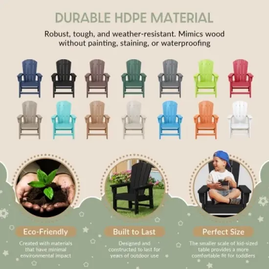 WestinTrends Malibu Kids Outdoor HDPE Adirondack Plastic Patio Chair image {6}
