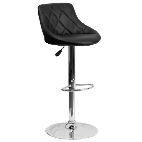 Emma and Oliver Bucket Seat Adjustable Height Barstool with Diamond Pattern Back image {11}