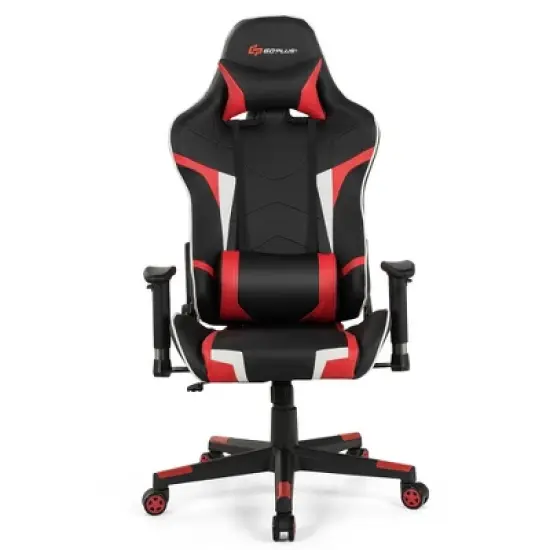 Costway Massage Gaming Chair Reclining Swivel Racing Office Chair w/Lumbar Support White\Blue\Grey\Red image {11}