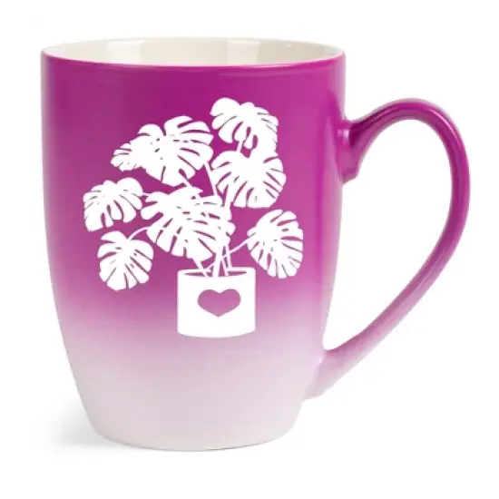 Elanze Designs Botanical Foliage Nature Coffee Cup Mug 12 Ounce Ceramic With Ombre Gradient Elegant Minimalist Monstera in Heart Planter Silhouette image {5}