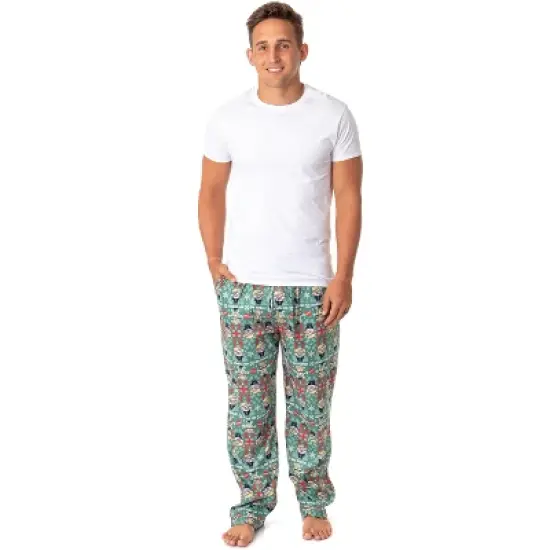 A Christmas Story Mens' Chibi Ralphie Oh Fudge! Leg Lamp Sleep Pajama Pants Green image {1}