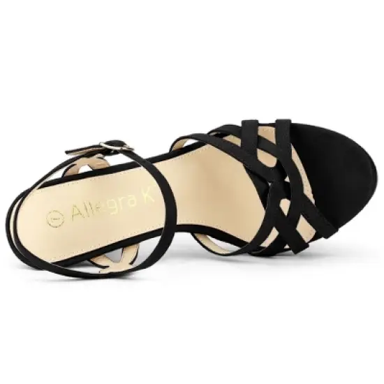 Allegra K Women's Strappy Platform Heels Stiletto Heel Sandals image {4}