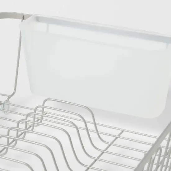 Large Steel Dish Drainer Brushed Nickel - Brightroom&trade;: Freestanding Dish Drying Rack with Utensil Holder image {2}