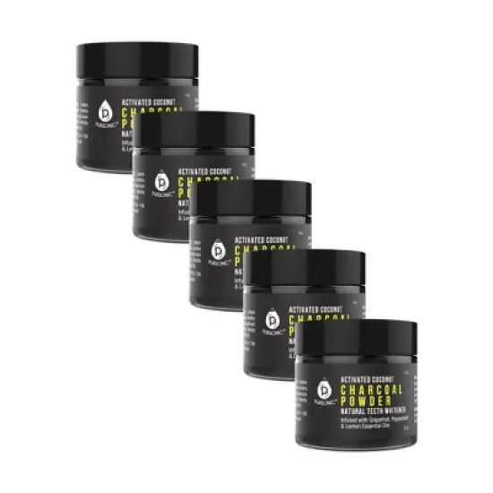 Pursonic Teeth Whitening Charcoal Powder Natural 5-Pack - Infused With Grapefruit, Peppermint & Lemon Essential Oils - 2oz Each image {3}