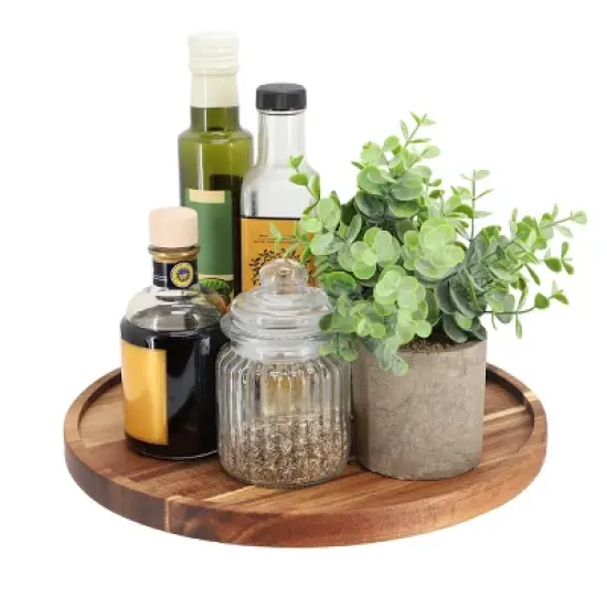 MegaChef 12 Inch Acacia Wood Lazy Susan Tray image {6}