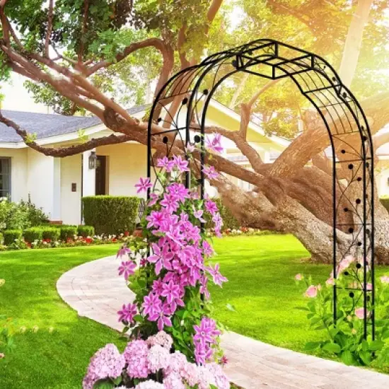 Wooakway Garden Arch Steel Arbor Wedding Garden Decoration Climbing Plants image {9}