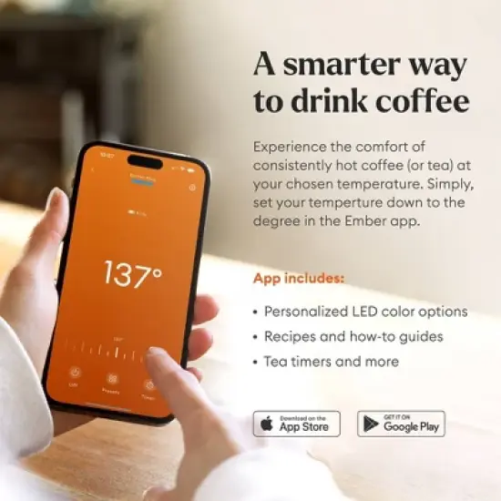 Ember Travel Mug 2+ 12oz Temperature Control Smart Mug Black: Stainless Steel Tumbler with Lid, Hand Wash, Hot & Cold Use image {2}
