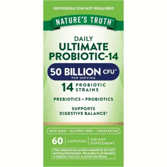 Nature's Truth Probiotic 50 Billion CFU | 200mg Prebiotics | 60 Capsules image {8}